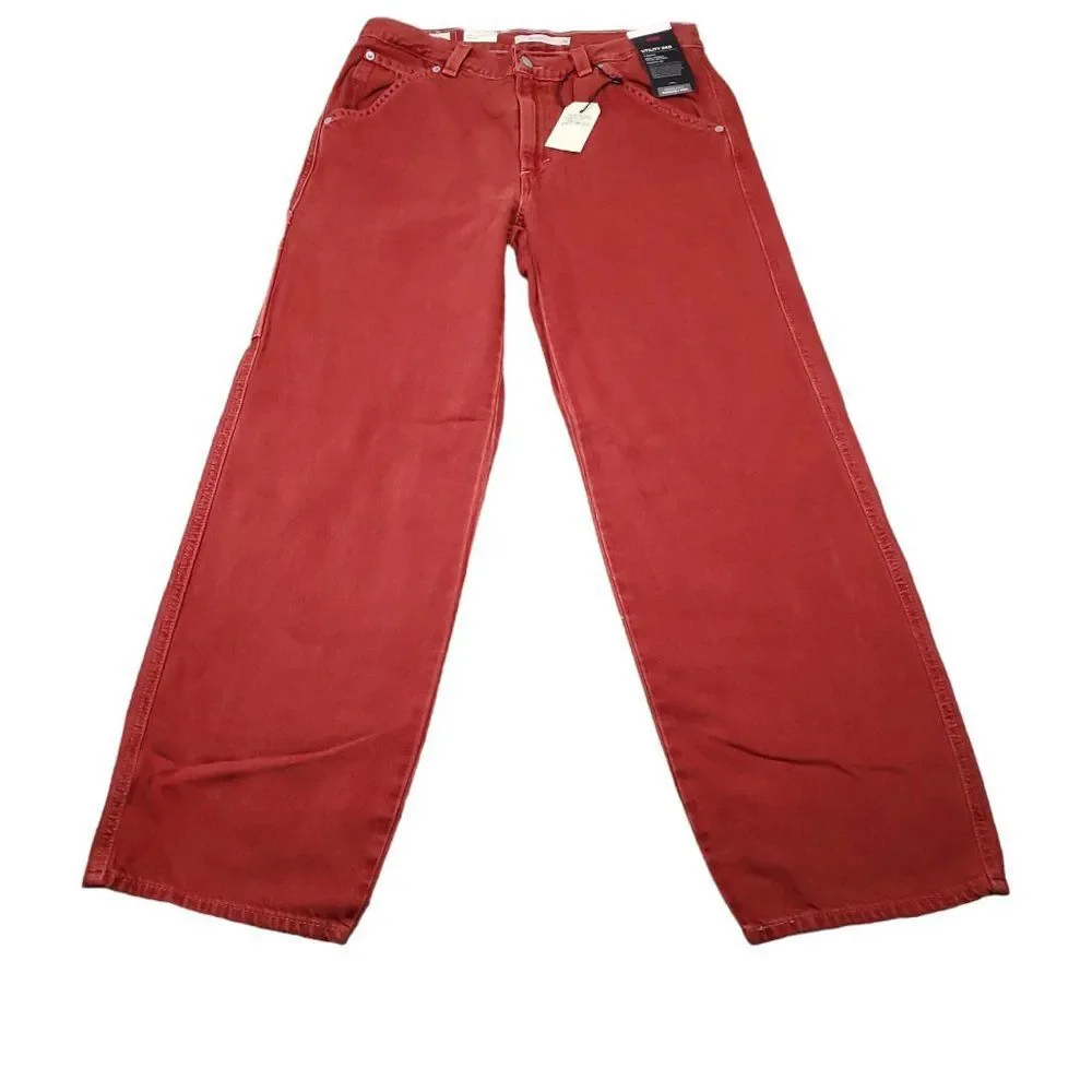 Levi’s Premium Dad Utility Jeans Baggy Loose Relaxed Straight Leg Red 28 x 30 - Picture 2 of 13